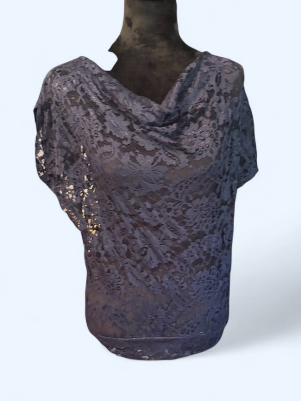 Express Navy Lace Openwork Blouse